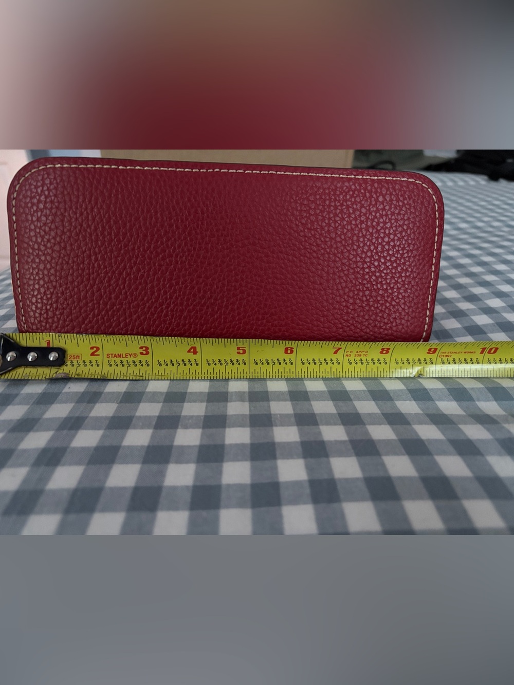 Dooney & Bourke Red Pebbled Leather Dome Crossbody with Brown Strap - Picture 5 of 7